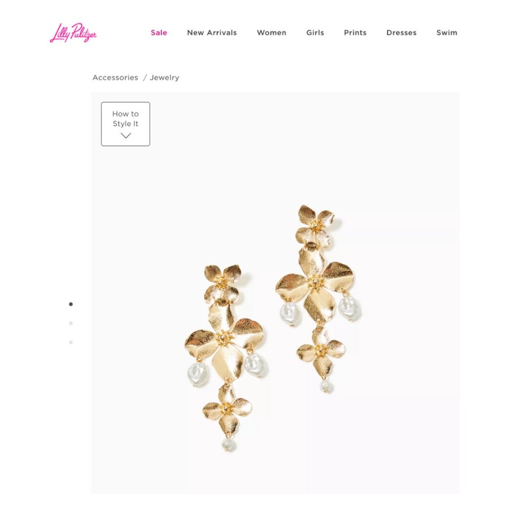 NWT Lilly Pulitzer Via Flora Earrings Gold